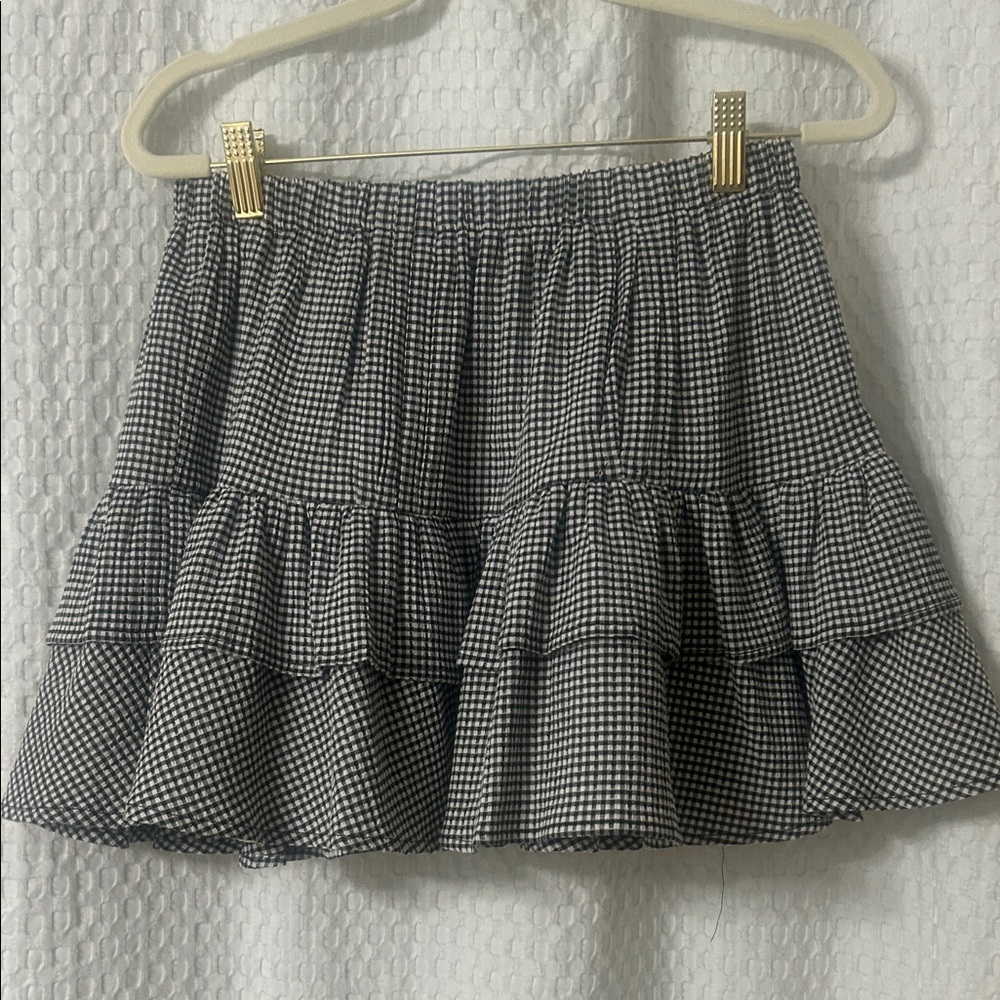 MABLE Black and White Gingham Skirt medium NWOT